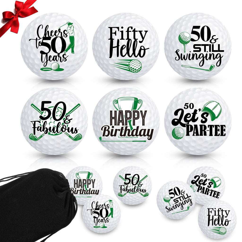 Sonwyoung 6 Pcs Birthday Golf Balls Golf Ball Gift Set Golfer Gift Pack Golf Birthday Set Professional Practice Golf Ball Funny Golf Gifts for Men Golfers(50th)