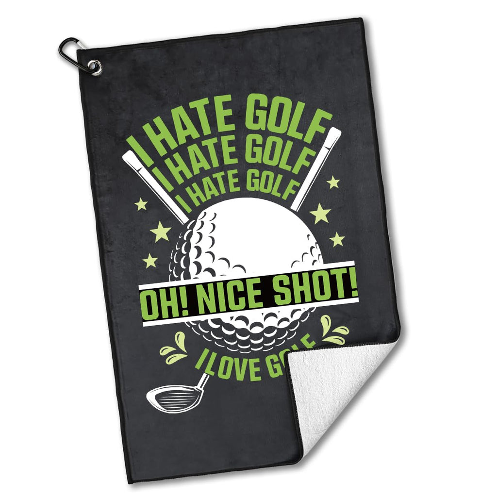 rofiowa I Hate Golf Nice Shot I Love Golf Polyester and Cotton Blend Printed Golf Towel Funny Golf Accessories for Men Women Golf Gift for Golf Fan Dad Mom Golf Lover Fathers Day Birthday Gift