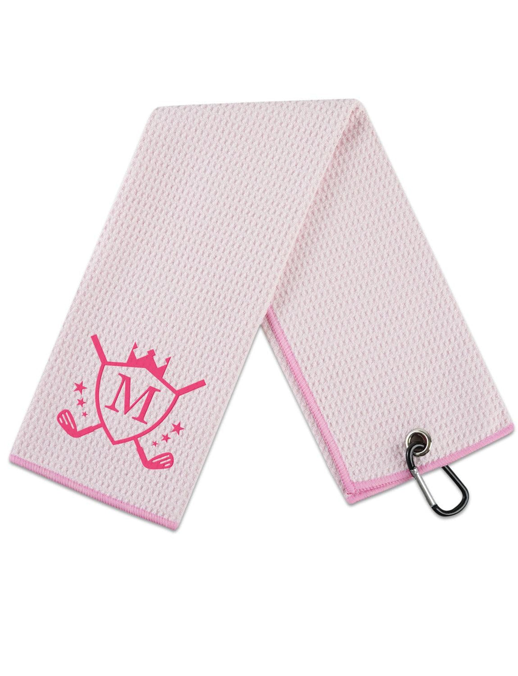 CybGene Golf Towels Monogrammed Golf Accessory for Golf Bags Golf Gifts for Women on National Golf Day Retirement Birthday Christmas 16”x 24” Microfiber Golf Towel Pink - Initial M